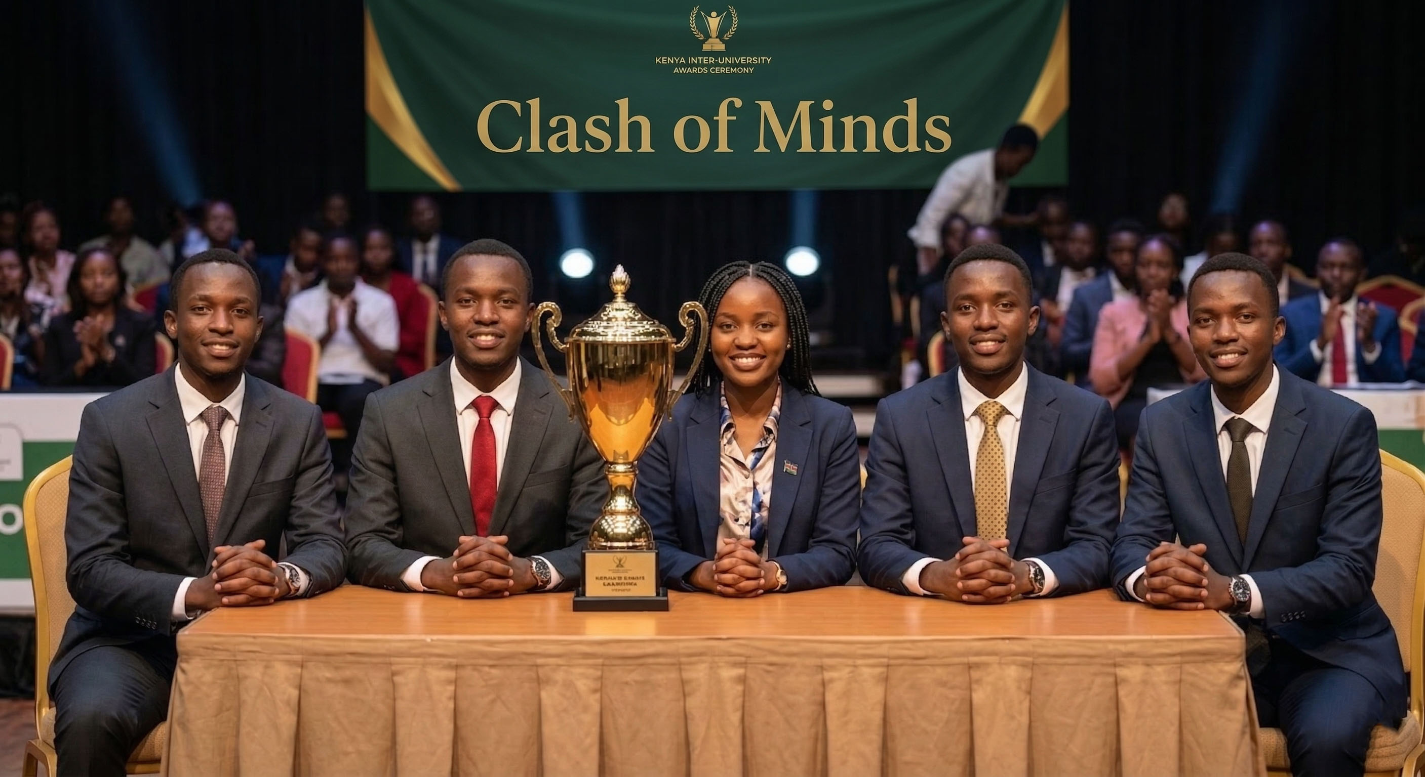 Large group of diverse participants at a major debate competition